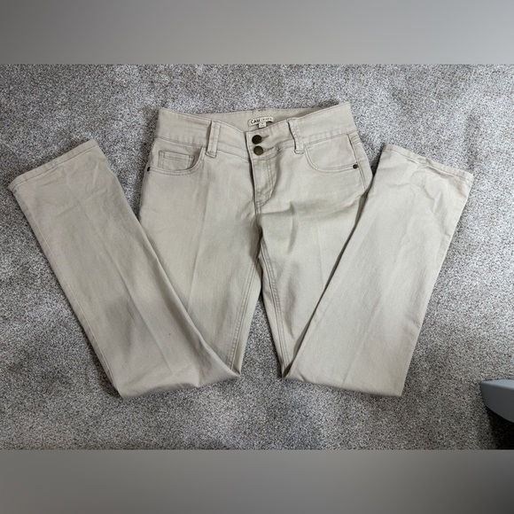 Cabi Pants Womens Size 8 Ivory Cotton Denim Jeans Boyfriend Straight Mid Rise - Picture 1 of 10